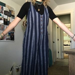 vintage style blue & white striped romper/jumpsuit